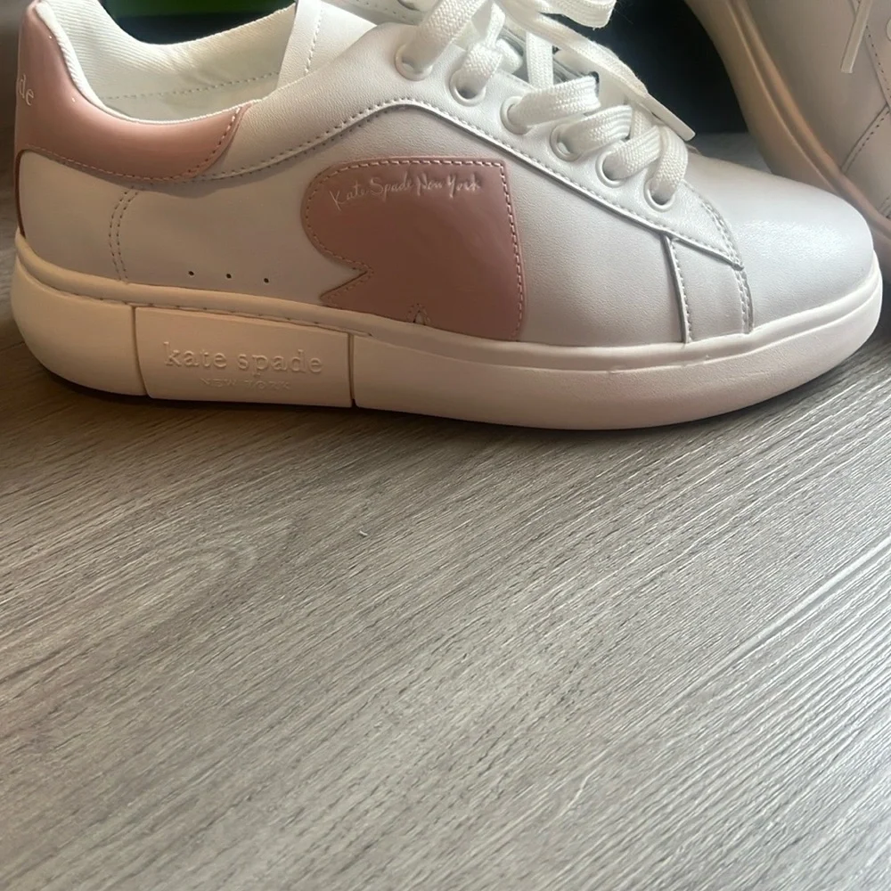 Kate Spade White and Pink leather  Sneakers - Picture 2 of 6